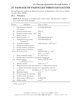 27. Passage of Particles Through Matter 1 27