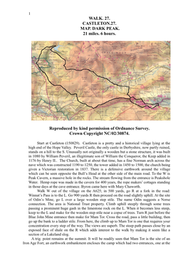 Walk. 27. Castleton.27. Map. Dark Peak