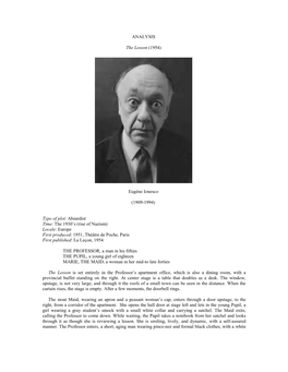 PLAYS Ionesco, Eugene the Lesson (1954) Analysis.Pdf