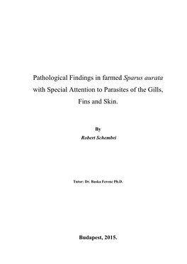 Pathological Findings in Farmed Sparus Aurata with Special Attention to Parasites of the Gills, Fins and Skin