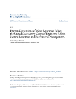 The United States Army Corps of Engineers' Role in Natural Resources and Recreational Management