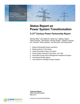 Status Report on Power System Transformation a 21St Century Power Partnership Report