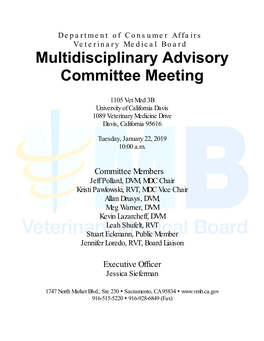 Multidisciplinary Advisory Committee Meeting