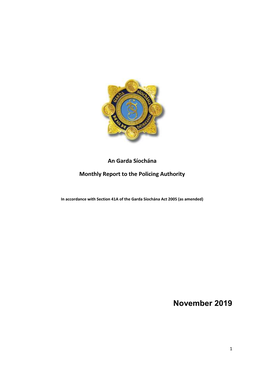 Commissioners Monthly Report to the Policing Authority