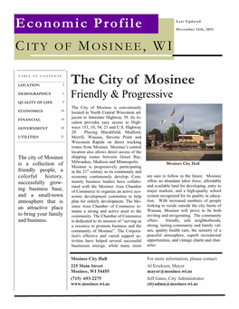 Economic Profile Last Updated December 12Th, 2011 C ITY of MOSINEE, WI