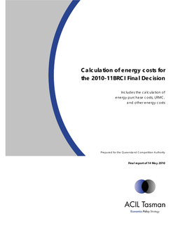 Calculation of Energy Costs for the 2010-11BRCI Final Decision