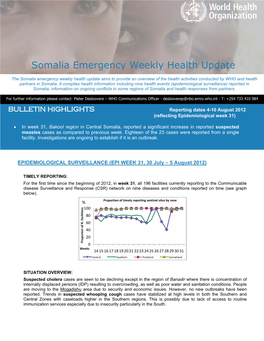 Somalia Emergency Weekly Health Update