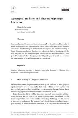 Apocryphal Tradition and Slavonic Pilgrimage Literature Full Alt Articletitle Toc: 0 Full Is Advance Article: 0