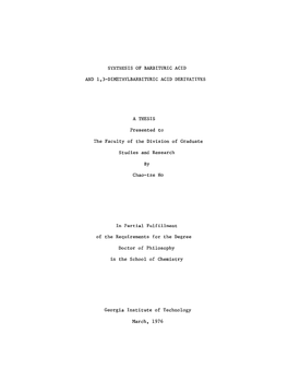 Synthesis of Barbituric Acid and 1,3-Dimethylbarbituric