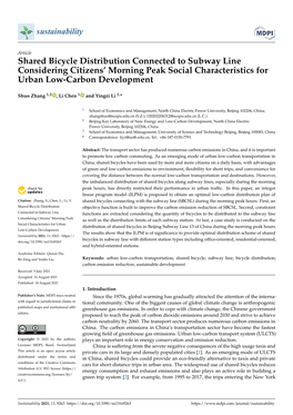 Shared Bicycle Distribution Connected to Subway Line Considering Citizens’ Morning Peak Social Characteristics for Urban Low-Carbon Development
