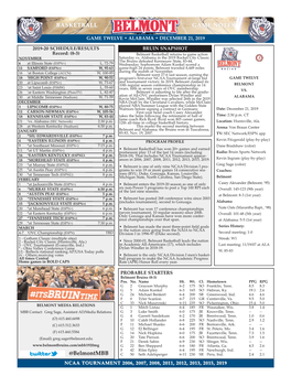 BASKETBALL GAME NOTES @Belmontmbb