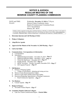 Notice & Agenda Regular Meeting of the Monroe