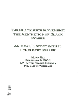 The Black Arts Movement: the Aesthetics of Black Power