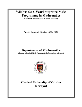 Year Integrated M.Sc. in Mathematics W.E.F 2020-2021