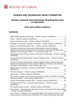 Nuclear Research and Technology: Breaking the Cycle of Indecision