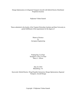 Design Optimization of a Regional Transport Aircraft with Hybrid Electric Distributed Propulsion Systems