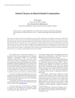 School Closures in Rural Finnish Communities