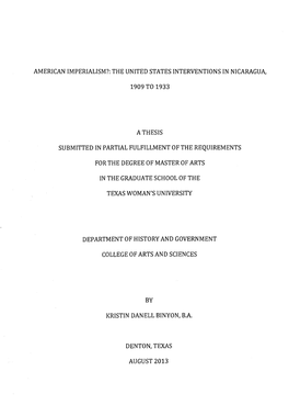 American Imperialism?: the United States Interventions in Nicaragua