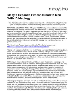 Macy's Expands Fitness Brand to Men with ID Ideology