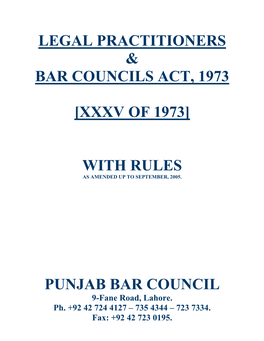 Legal Practitioners & Bar Councils Act, 1973 [Xxxv of 1973]