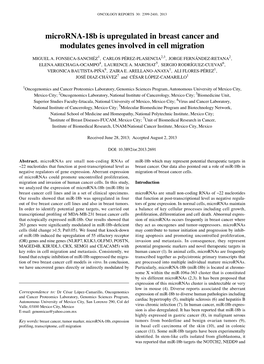 Microrna-18B Is Upregulated in Breast Cancer and Modulates Genes Involved in Cell Migration