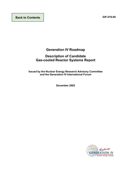 Generation IV Roadmap Description of Candidate Gas-Cooled Reactor Systems Report