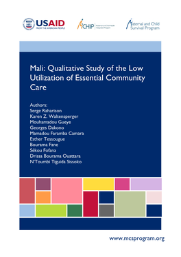 Mali: Qualitative Study of the Low Utilization of Essential Community Care