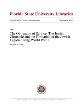 The Jewish Chronicle and the Formation of the Jewish Legion During World War I Rachel J
