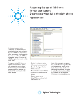 Assessing the Use of IVI Drivers in Your Test System: Determining When IVI Is the Right Choice Application Note