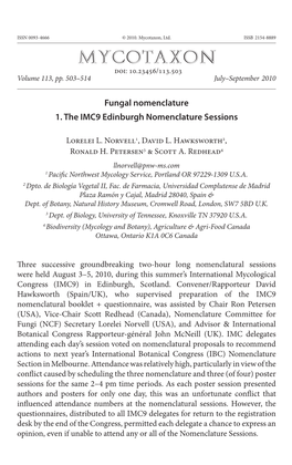 Fungal Nomenclature 1