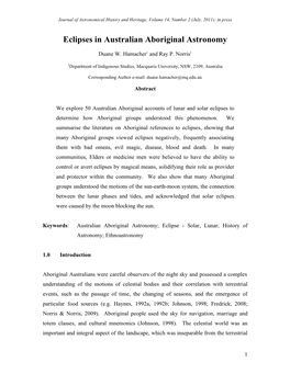 Eclipses in Australian Aboriginal Astronomy