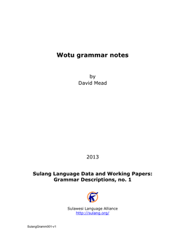 Wotu Grammar Notes