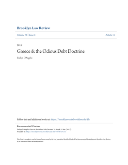 Greece & the Odious Debt Doctrine