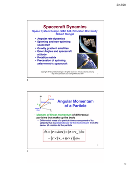 11. Spacecraft Dynamics MAE 342 2016