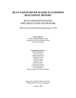 Blue Earth River Major Watershed Diagnostic Report