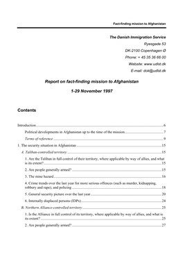 Report on Fact-Finding Mission to Afghanistan 1-29 November 1997