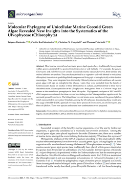 Molecular Phylogeny of Unicellular Marine Coccoid Green Algae Revealed New Insights Into the Systematics of the Ulvophyceae (Chlorophyta)