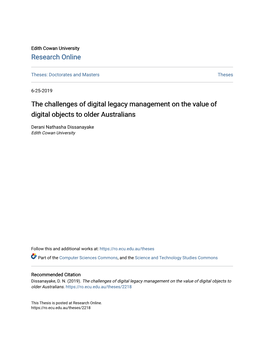 The Challenges of Digital Legacy Management on the Value of Digital Objects to Older Australians