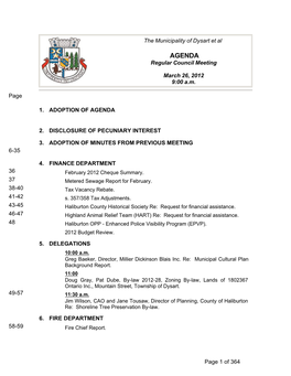 AGENDA Regular Council Meeting