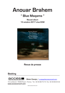 Anouar Brahem “ Blue Maqams ” Nouvel Album 13 Octobre 2017 Chez ECM