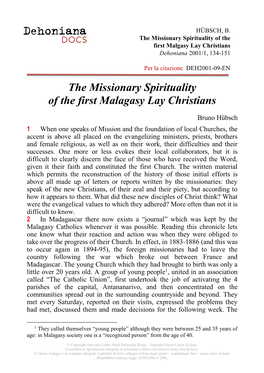 The Missionary Spirituality of the First Malagasy Lay Christians