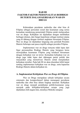 Bab Iii Faktor-Faktor Personalitas Rodrigo Duterte Dalam Kebijakan War on Drugs