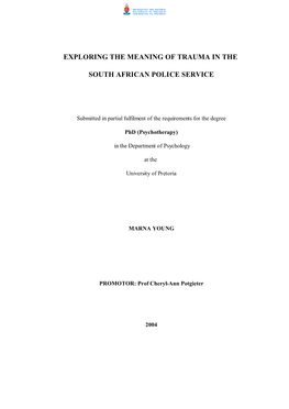 Exploring the Meaning of Trauma in the South African Police Service