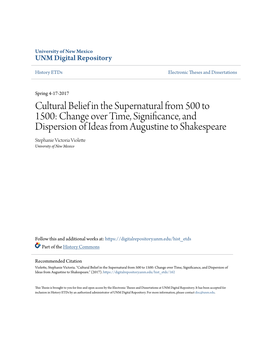 Cultural Belief in the Supernatural from 500 to 1500