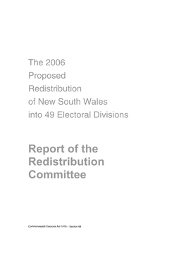 Proposed Redistribution of New South Wales Into 49 Electoral Divisions