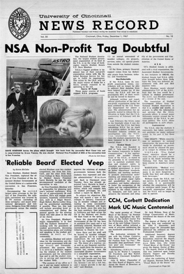 University of Cincinnati News Record. Friday, December 1, 1967. Vol. LV, No.18