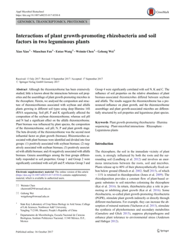 Interactions of Plant Growth-Promoting Rhizobacteria and Soil Factors in Two Leguminous Plants