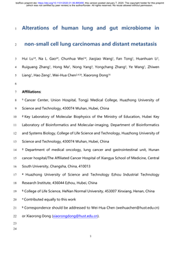 Alterations of Human Lung and Gut Microbiome in Non-Small Cell Lung