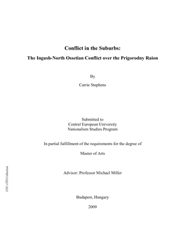 The Ingush-North Ossetian Conflict Over the Prigorodny Raion