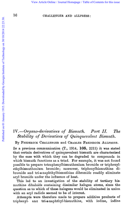 IV.-Organo-Derivatives of Bismuth